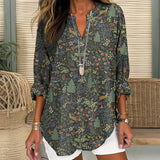 Blusa Vintage de Mangas Longas com Estampa de Árvore