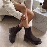 Botins Chelsea de camurça Lania em tom castanho escuro