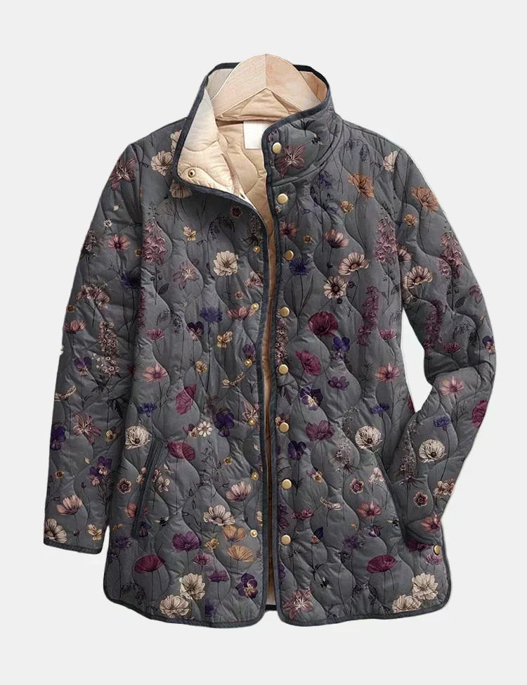 DELACROIX | Nathalie Quilted Coat with Dried Flowers