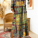 Celeste | Vestido com Patchwork Étnico