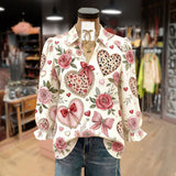 Camisa Vintage com Estampa de Flores
