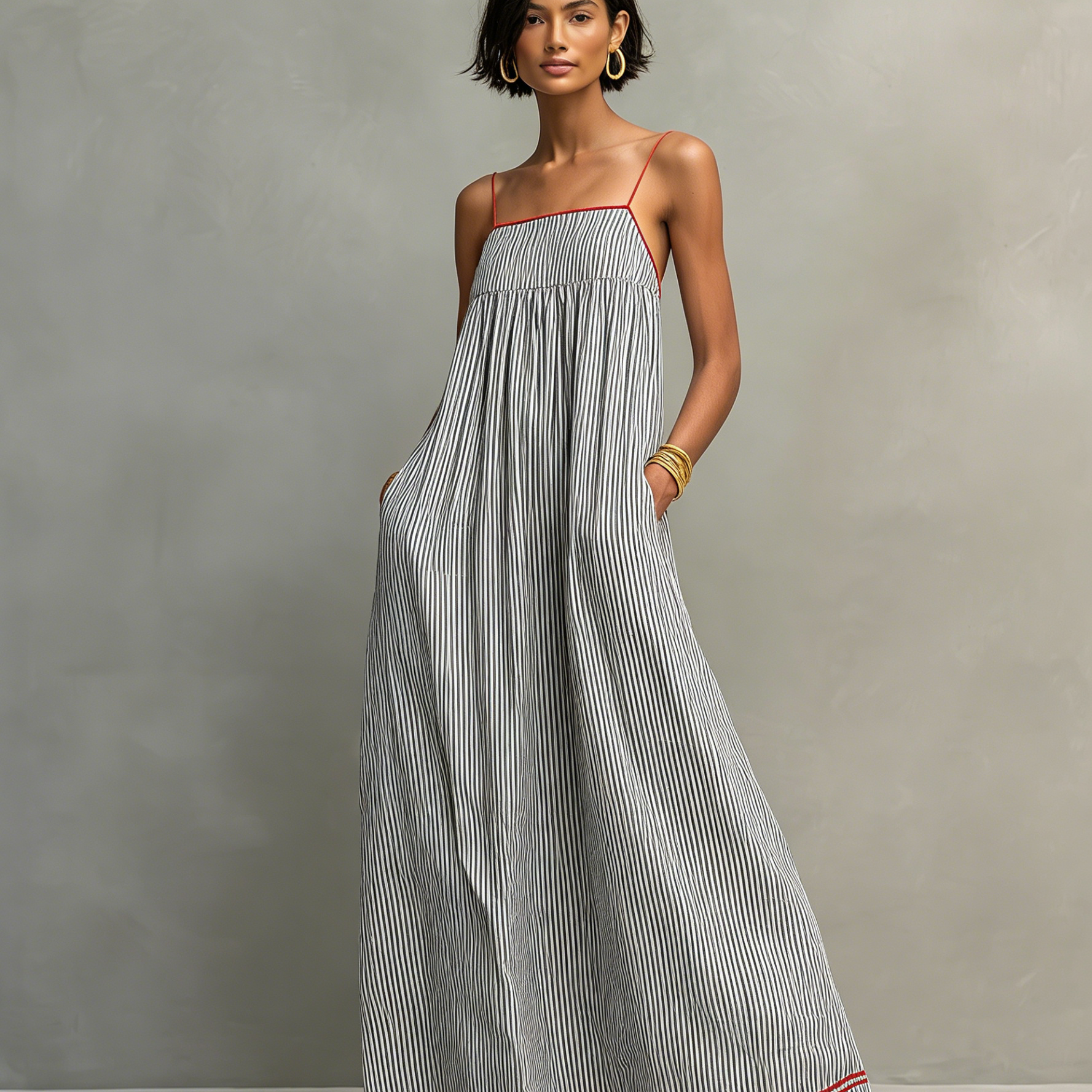 Alma · Vestido Azul com Alças Finas e Bolso