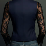 Noémie | Blazer Preto com Mangas Semi-Transparentes Elegantes