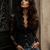 Noémie | Blazer Preto com Mangas Semi-Transparentes Elegantes