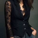 Noémie | Blazer Preto com Mangas Semi-Transparentes Elegantes