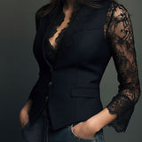 Noémie | Blazer Preto com Mangas Semi-Transparentes Elegantes