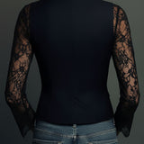 Noémie | Blazer Preto com Mangas Semi-Transparentes Elegantes