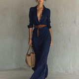 Costanza | Vestido Maxi com Colarinho Reversível