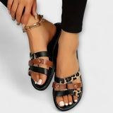 Jenevra - Sandálias com tiras cruzadas de leopardo