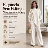 Conjunto elegante para mulher: pulôver de gola alta e calças largas