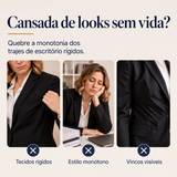 Conjunto de fato de 3 peças para mulher: blazer, top e calças