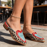 Mules Perla Destalonados com Estampado de Leopardo