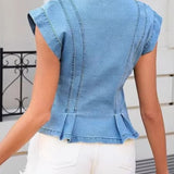 Vera - Top de Denim com Decote em V