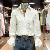 Camisa Casual com Estampa de Flores