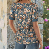 Blusa Vintage com Estampa de Flores