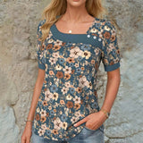 Blusa Vintage com Estampa de Flores