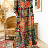 Celeste | Vestido com Patchwork Étnico