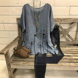 Blusa Vintage com Estampa de Dente-de-Leão