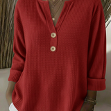 Lucía | Camiseta Henley Gofrada com Botões