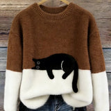 Belinda - Sweater Oversized com Estampa de Gato
