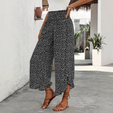Calças Largas Estilo Casual com Estampa de Poás