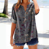 Camisa Vintage com Estampa Floral