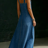 Vera - Vestido Longo de Denim com Botões