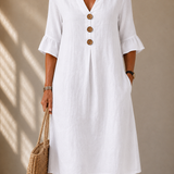 DELACROIX | Nicole Button-Up Dress with Flared Sleeves