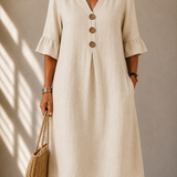 DELACROIX | Vestido Charlotte con Botones y Pliegues