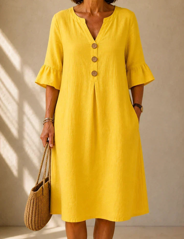 DELACROIX | Vestido Charlotte con Botones y Pliegues