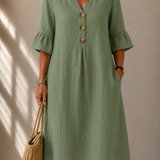 DELACROIX | Véronique Long Sleeve Button-Up Dress