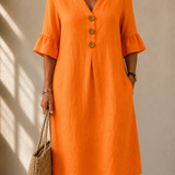 DELACROIX | Mathilde V-Neck Button-Up Dress