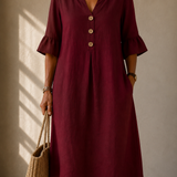 DELACROIX | Vestido Brigitte com Botões e Mangas Flare
