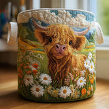 Cesto Almofadado com Vaca Highland e Flores