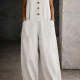 Vânia - Macacão de Algodão Denim Vintage Lavado