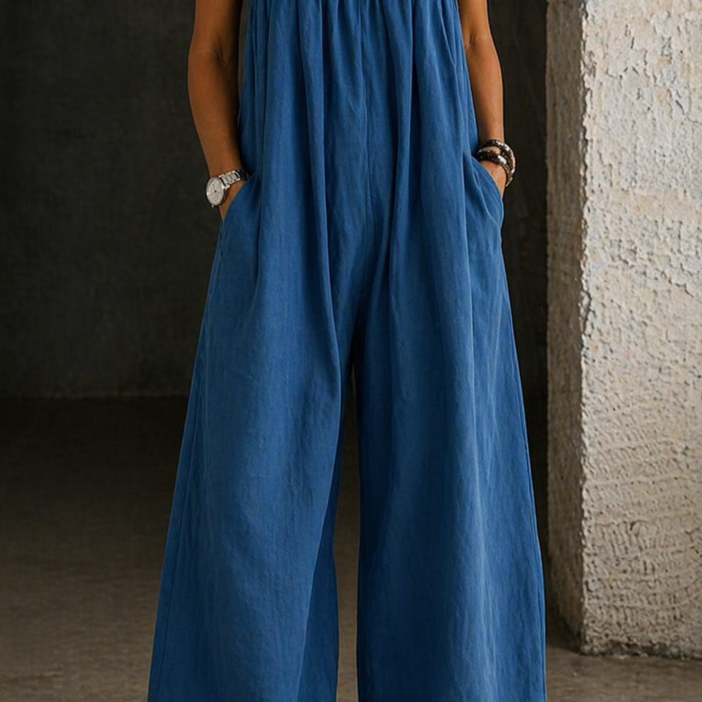 Madalena - Macacão de Denim com Pernas Largas
