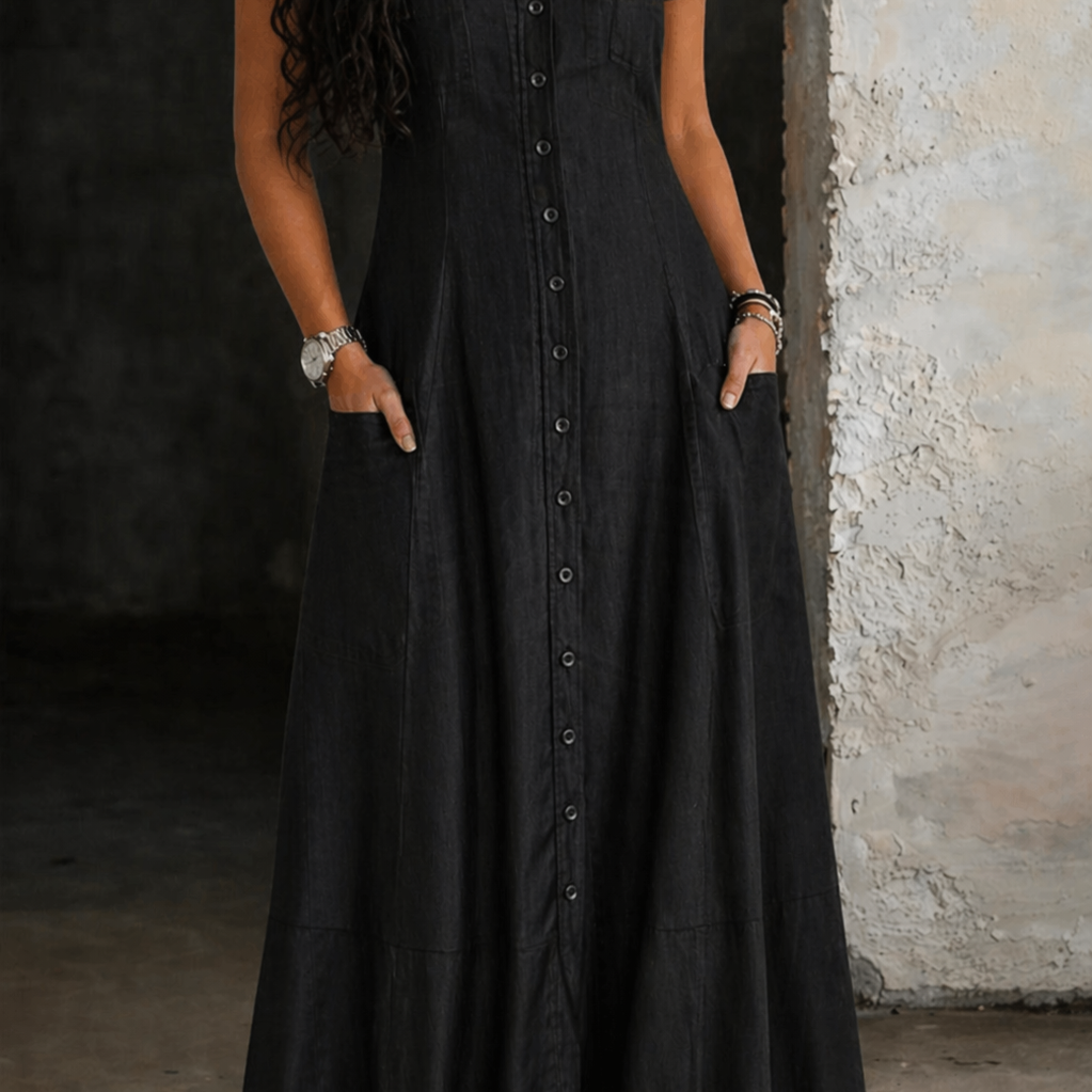 Eliza - Vestido de Denim Longo