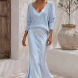 Alma | Vestido Elegante de Satin com Detalhes em Jersey