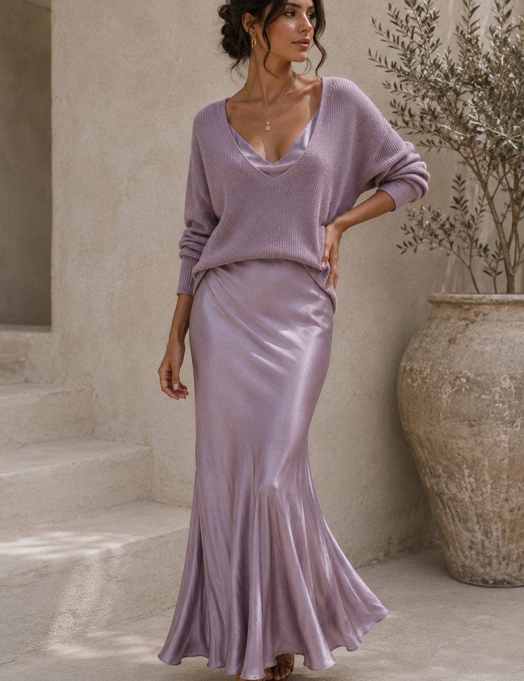 Alma | Vestido Elegante de Satin com Detalhes em Jersey
