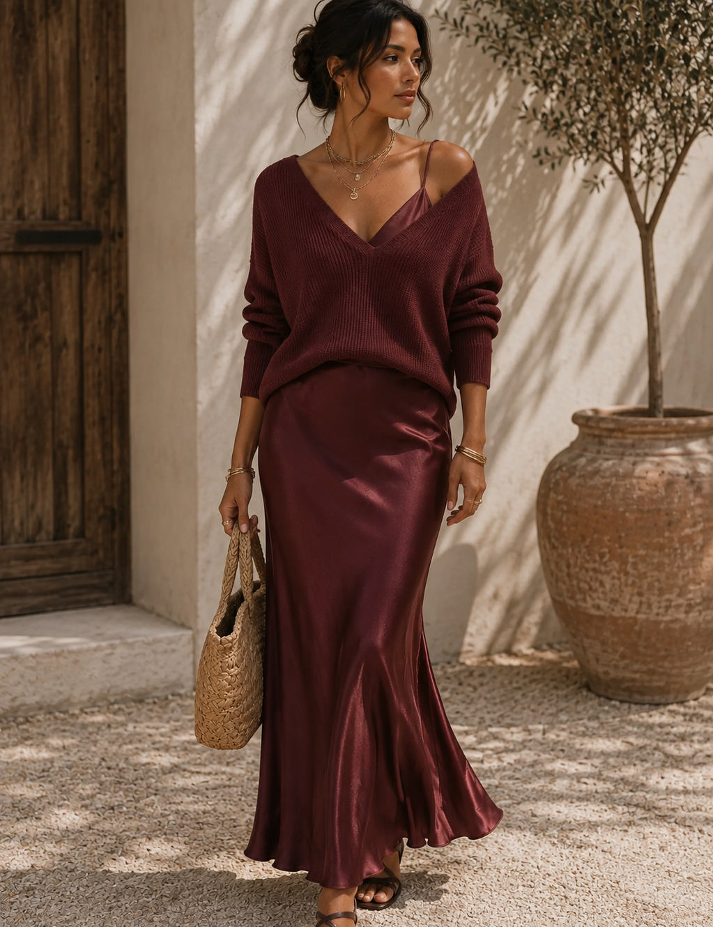 Alma | Vestido Elegante de Satin com Detalhes em Jersey