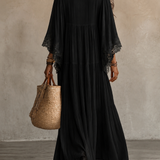 Celeste | Vestido longo em chiffon ivoire e rendas