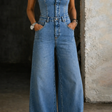 Linda - Macacão de Denim Sem Alças