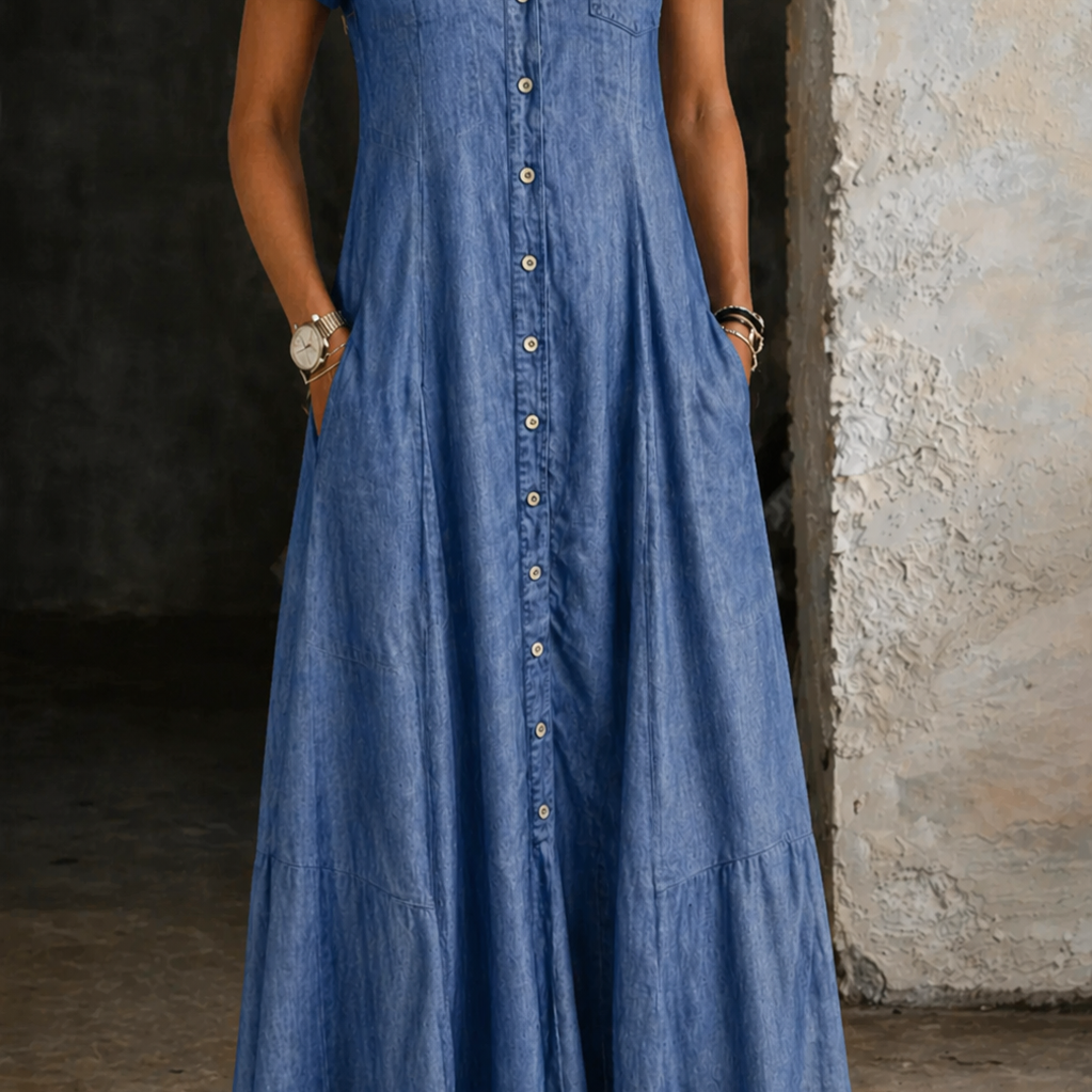 Eliza - Vestido de Denim Longo