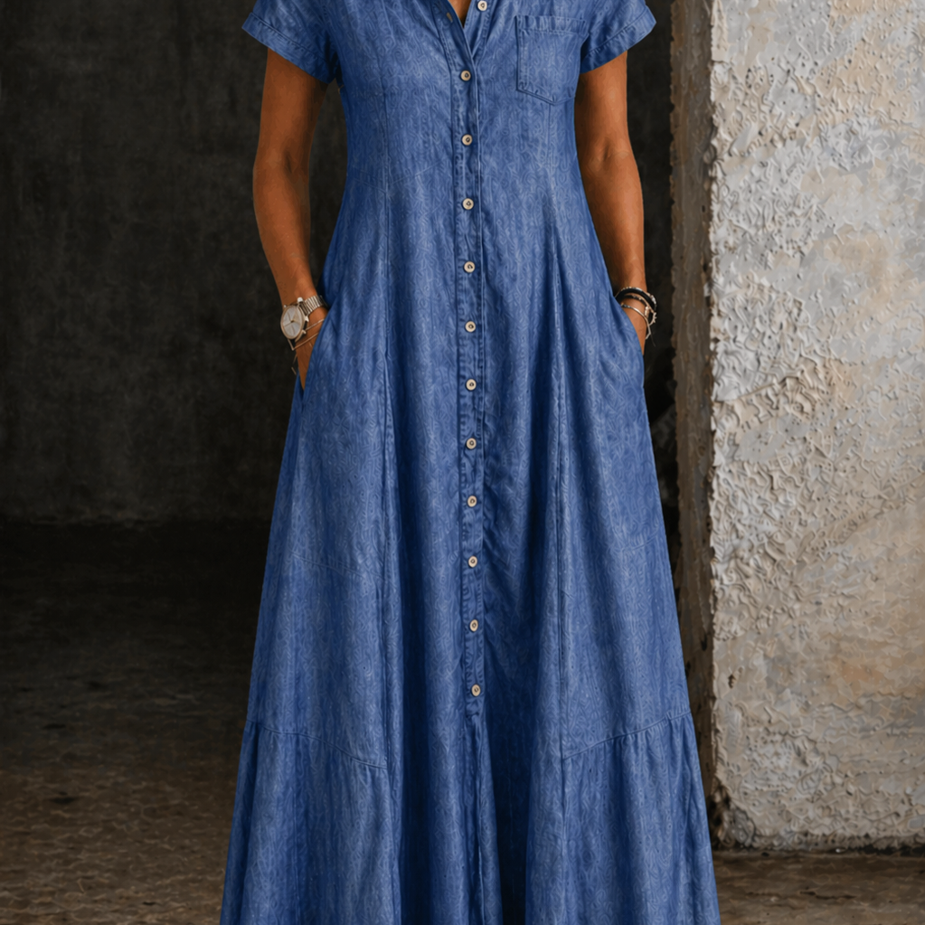 Eliza - Vestido de Denim Longo