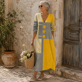 Rosalie | Vestido Longo com Botões e Estampas Coloridas