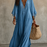 Celeste | Vestido longo em chiffon ivoire e rendas