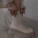 Botines Chelsea Nora cortos en beige