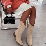 Botas cowboy Selenay beige de caña midi