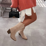 Botas de cowboy Selenay bege de cano médio