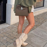 Botas Cowboy Selenay Bege de Cano Médio